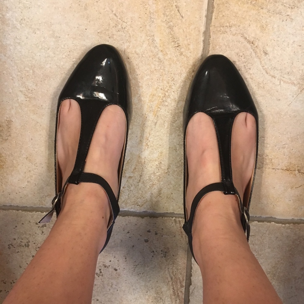 Black T-strap flats from Urban Outfitters